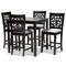 Baxton Studio Devon Grey Upholstered and Espresso Wood 5-Piece Pub Dining Set 166-10765-9776 - alternate 1